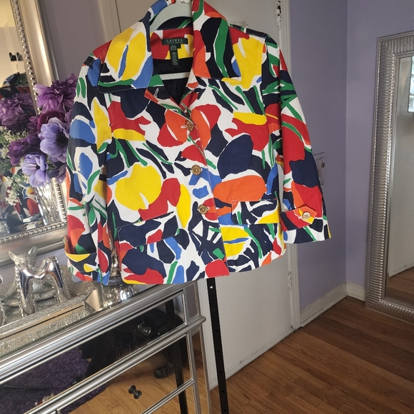 Abstract Floral Print blazer jacket - Picture 8 of 13